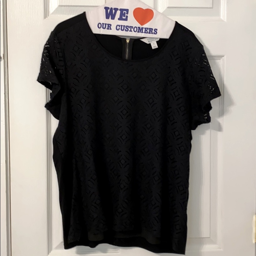 Market & Spruce lace overlay short sleeve top